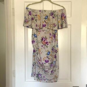 Floral off the shoulder maternity dress